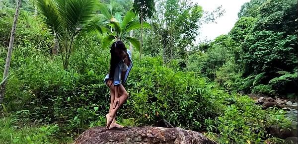  Risky public masturbation with beauty wife and tight pussy in tropical forest - PassionBunny